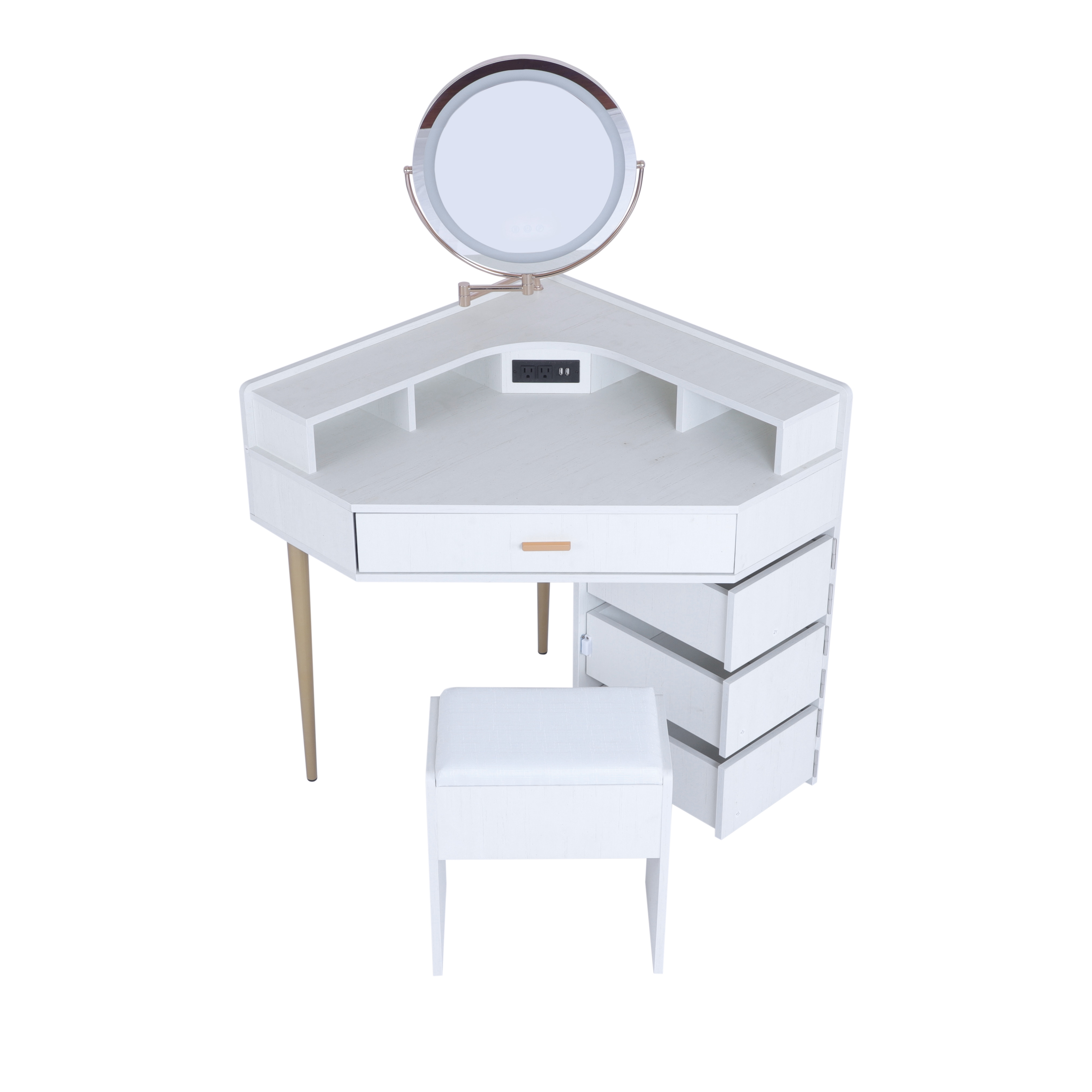 White Dressing Stool + Dresser Set White Dressing Stool + Dresser Set